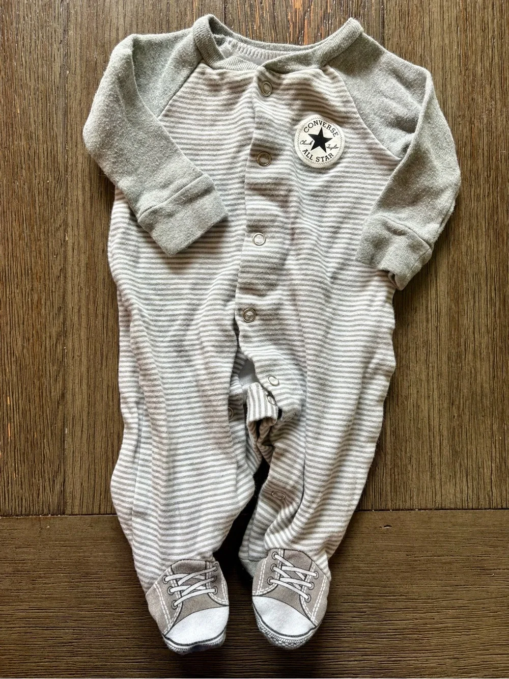 Converse Baby Grey Striped Footie Pajama- NB